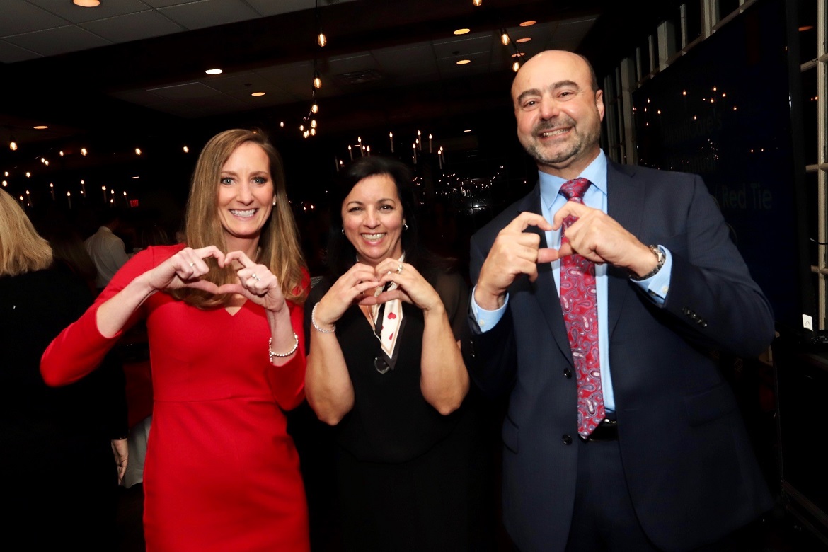 Pictured left to right from AtlantiCare are Annie Cheek, assistant vice president, Cardiovascular Services and Regional Administrator; Janet Bennett, director Heart & Vascular Program, Cardiac Rehabilitation; and Haitham Dib, M.D., associate director of Cardiology, AtlantiCare Physician Group.