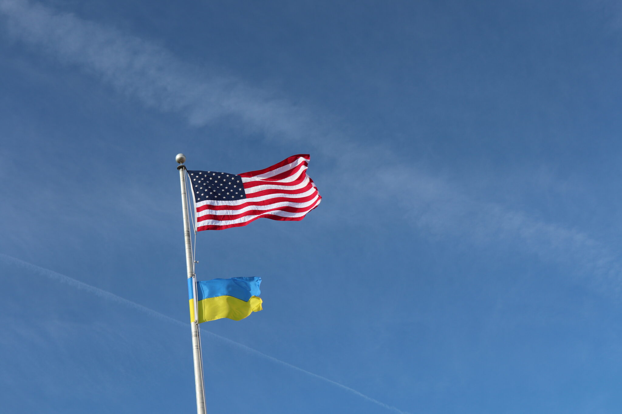 US flag and Ukraine flag