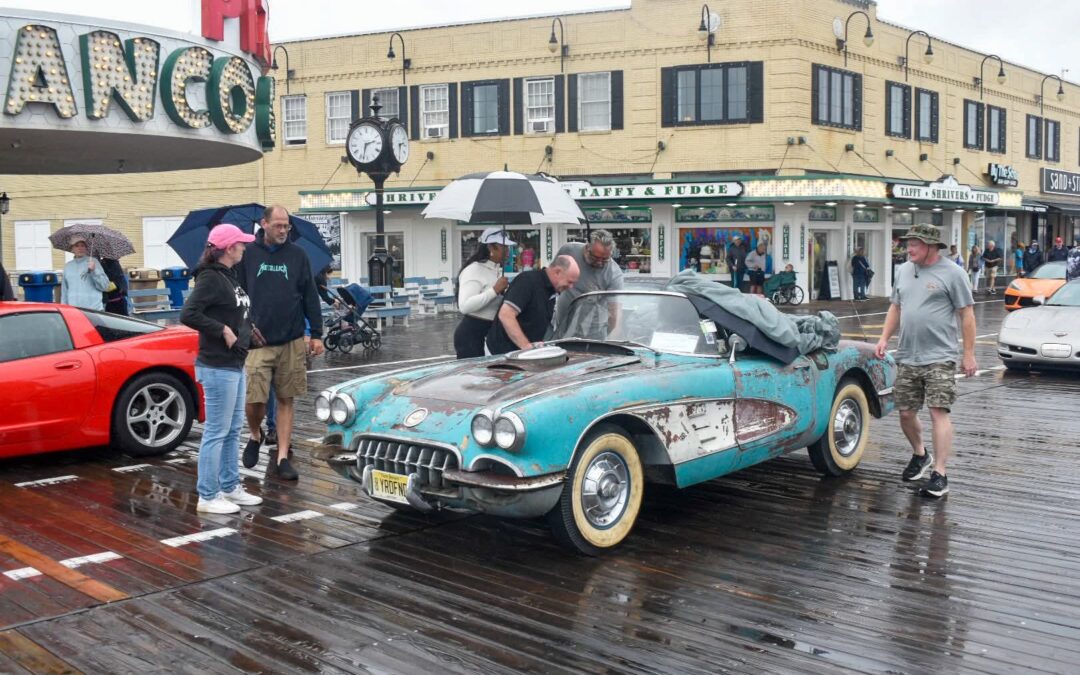 Corvettes on the Ocean City boardwalk draw large crowds despite rain