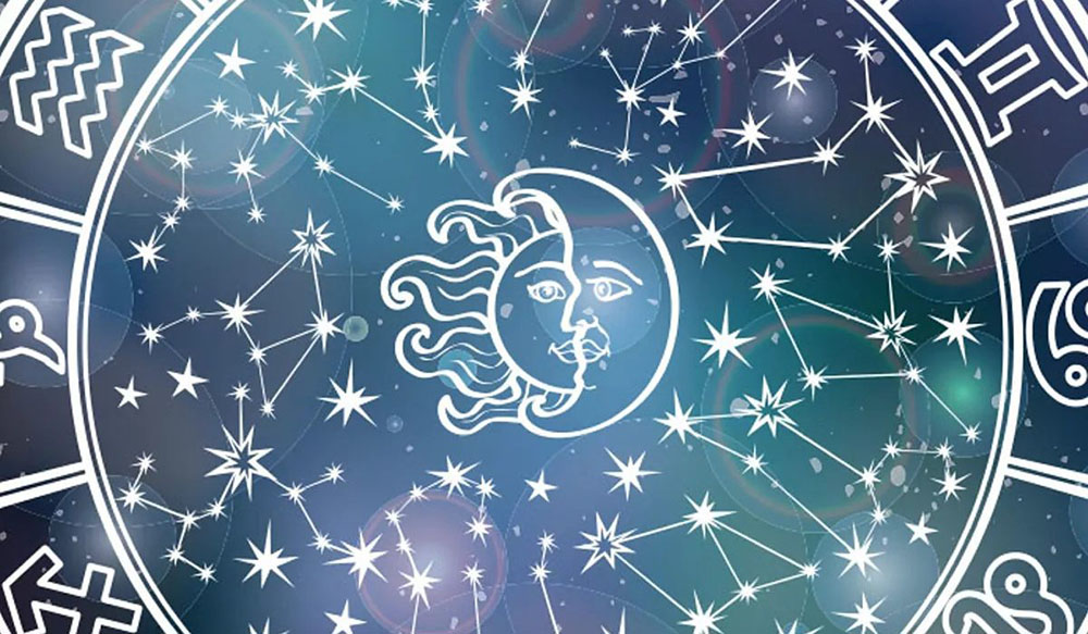 Astrological symbols and celestial elements. horoscopes