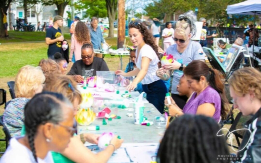 Visitors take part in an art workshop at the 48 Blocks Festival in Atlantic City