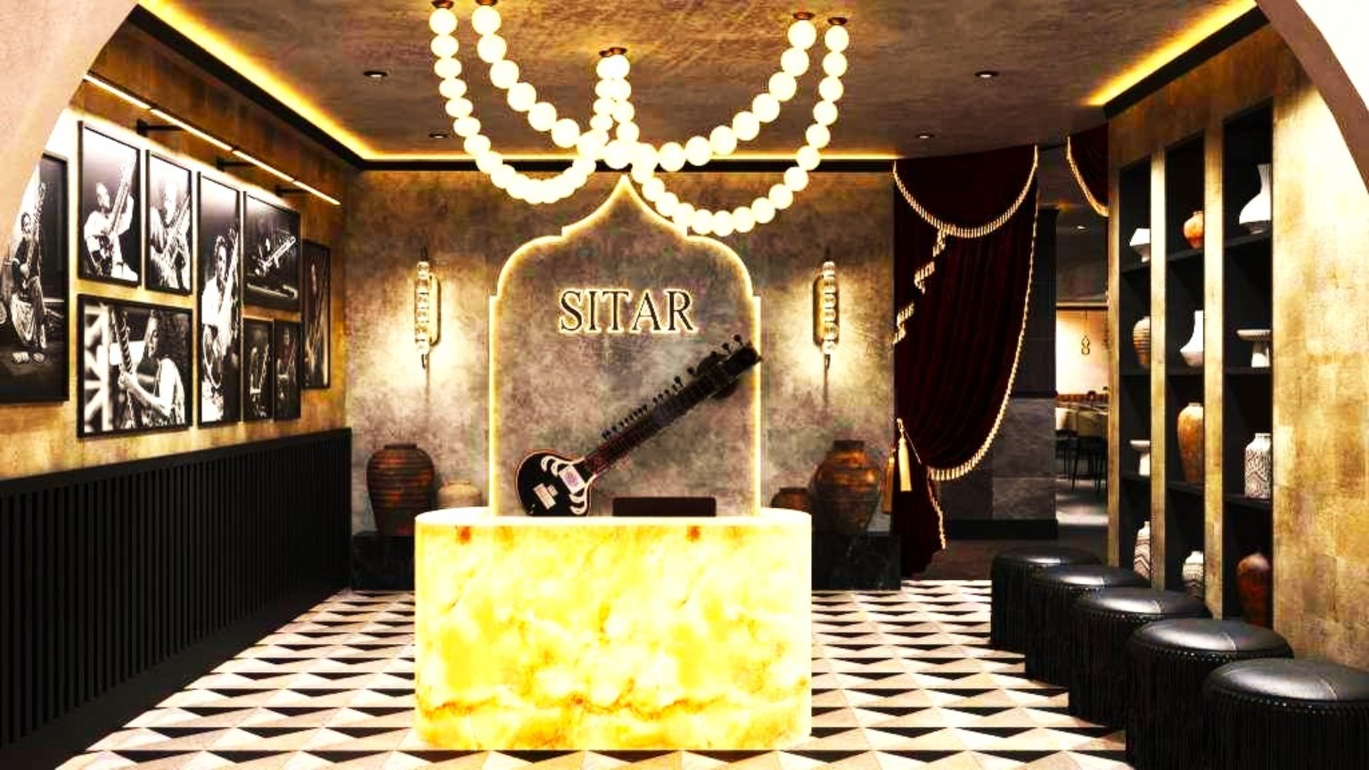 Interior of Sitar Indian restaurant at Hard Rock Atlantic City