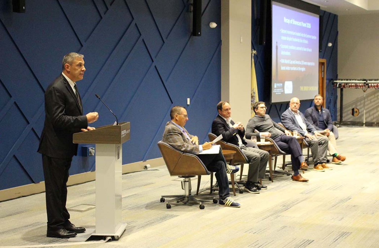 Brian Tyrrell addresses the audience at the seventh annual Jersey Shoreview