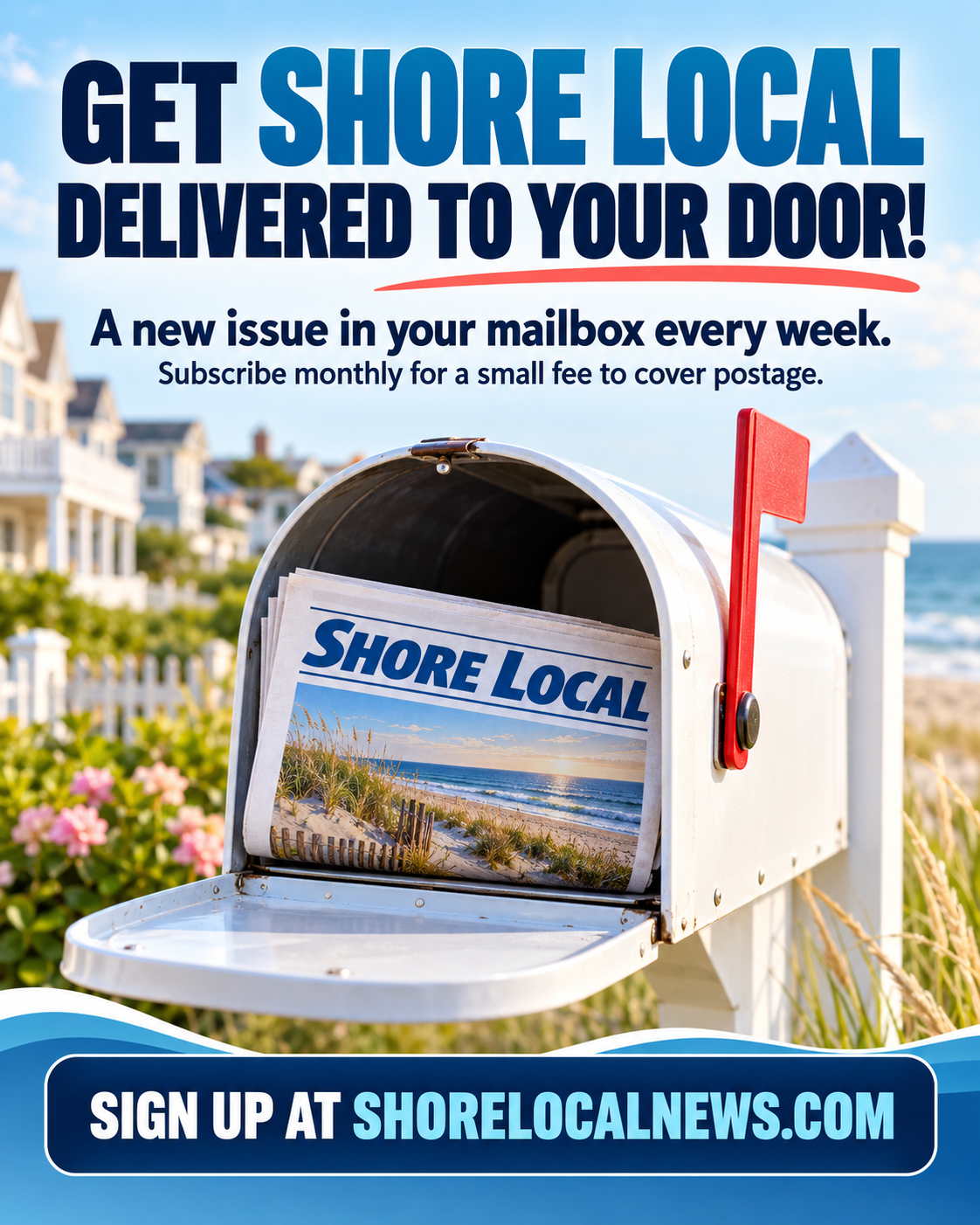 Shore Local weekly home delivery subscription advertisement — $25 per month
